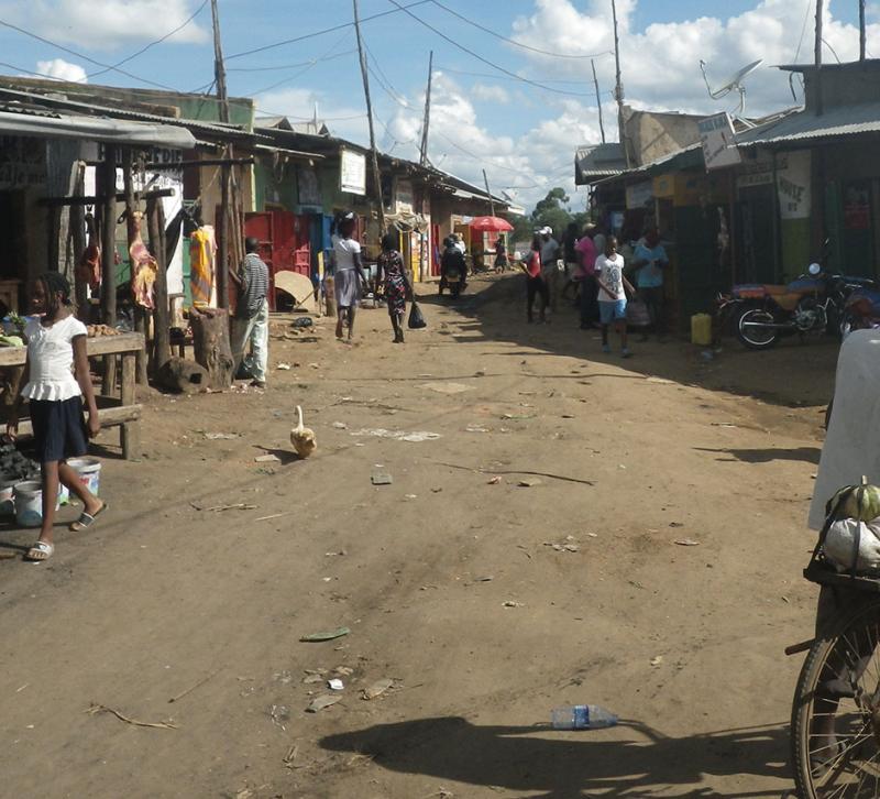 A view through the market at Nakivale refugee camp