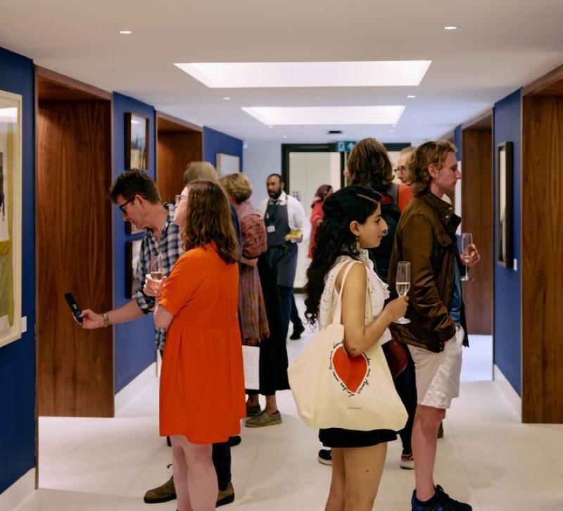 People viewing the Entangled exhibition at the launch in June 2024