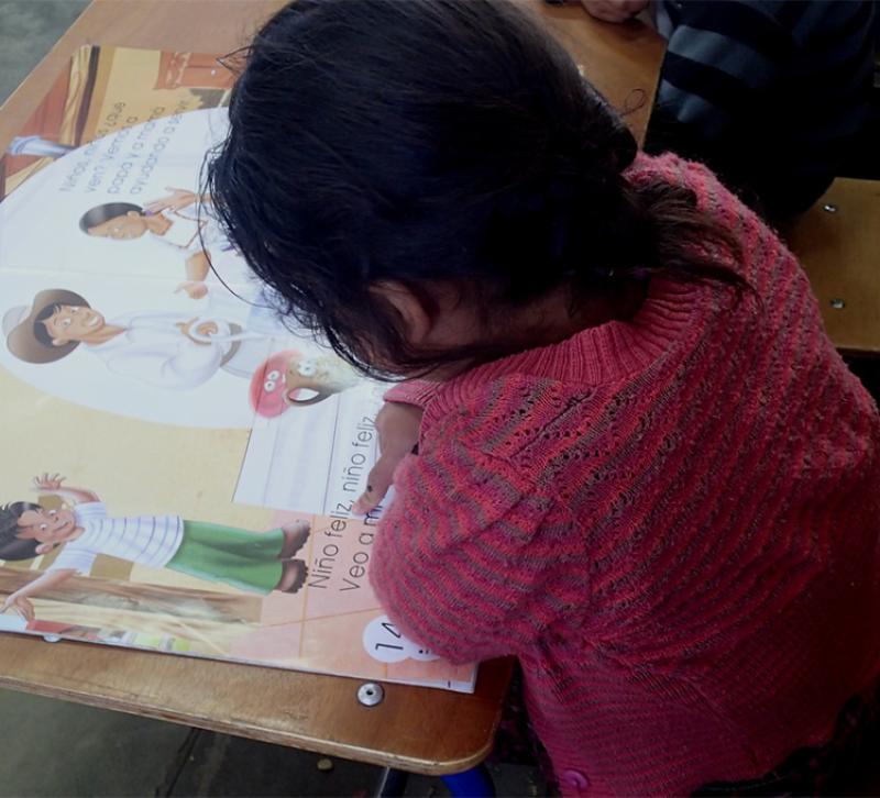 Lesson in a rural primary school in Guatemala.