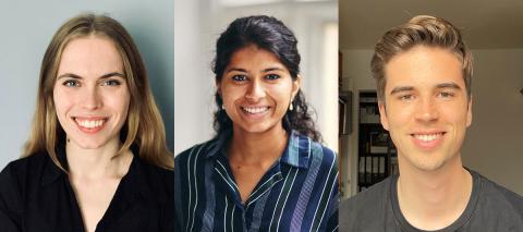 Headshots of Oda Eide, Anvita Ramachandran and Nico Scherer