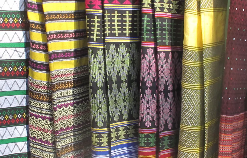 Rows of coloured cloth