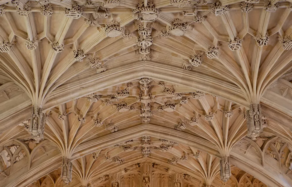 Fan vaulting on the ceiling of the Divinity School