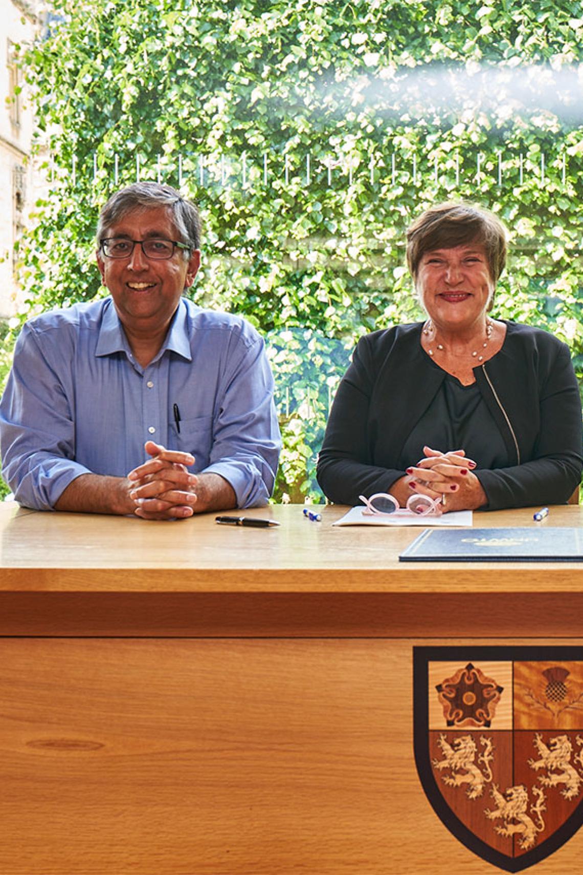 Oxford Pro-VC Chas Boutra and Zoritsa Urosevic, UNWTO Executive Director, at the signing