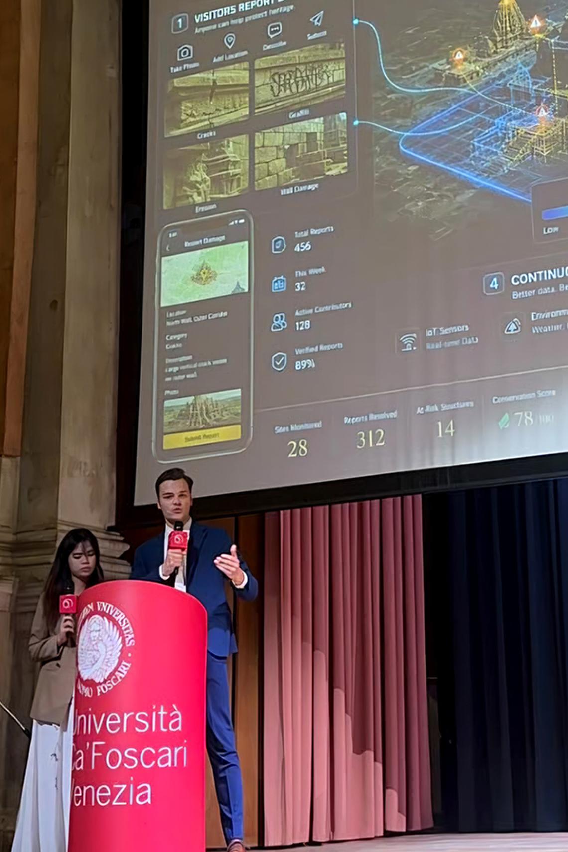 Bogdan Lytvynenko presents at the Youth Innovation Competition on Global Governance in Venice