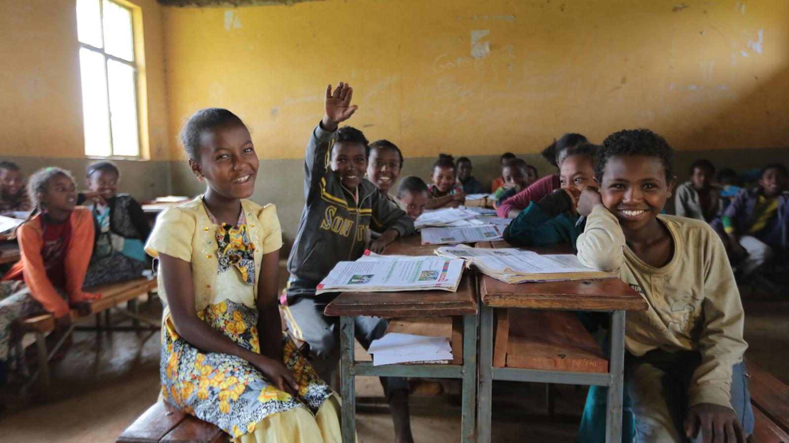 Children in a school room in Ethiopia