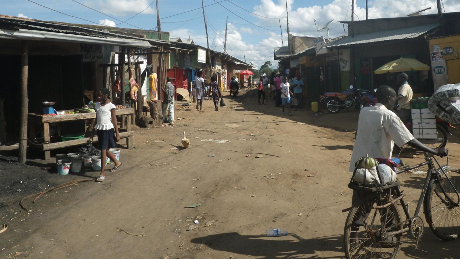 A view through the market at Nakivale refugee camp